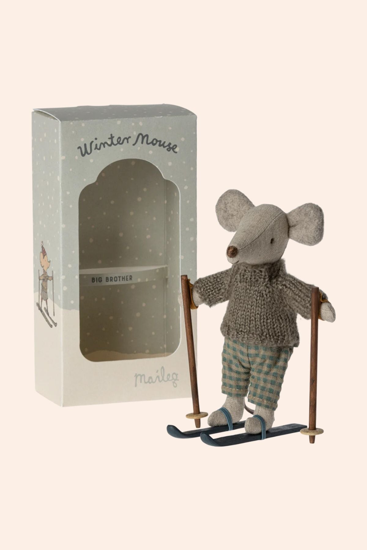 Maileg - Winter Mouse With Ski Set - Big Brother - Strawberries & Cream