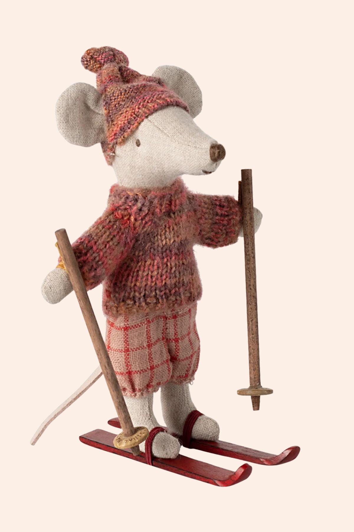 Maileg - Winter Mouse With Ski Set - Big Sister - Rose - Strawberries & Cream