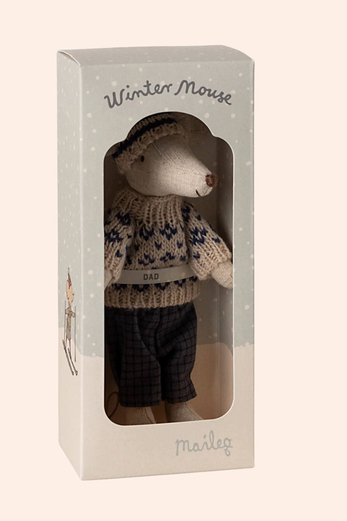 Maileg - Winter Mouse With Ski Set - Dad - Blue - Strawberries & Cream