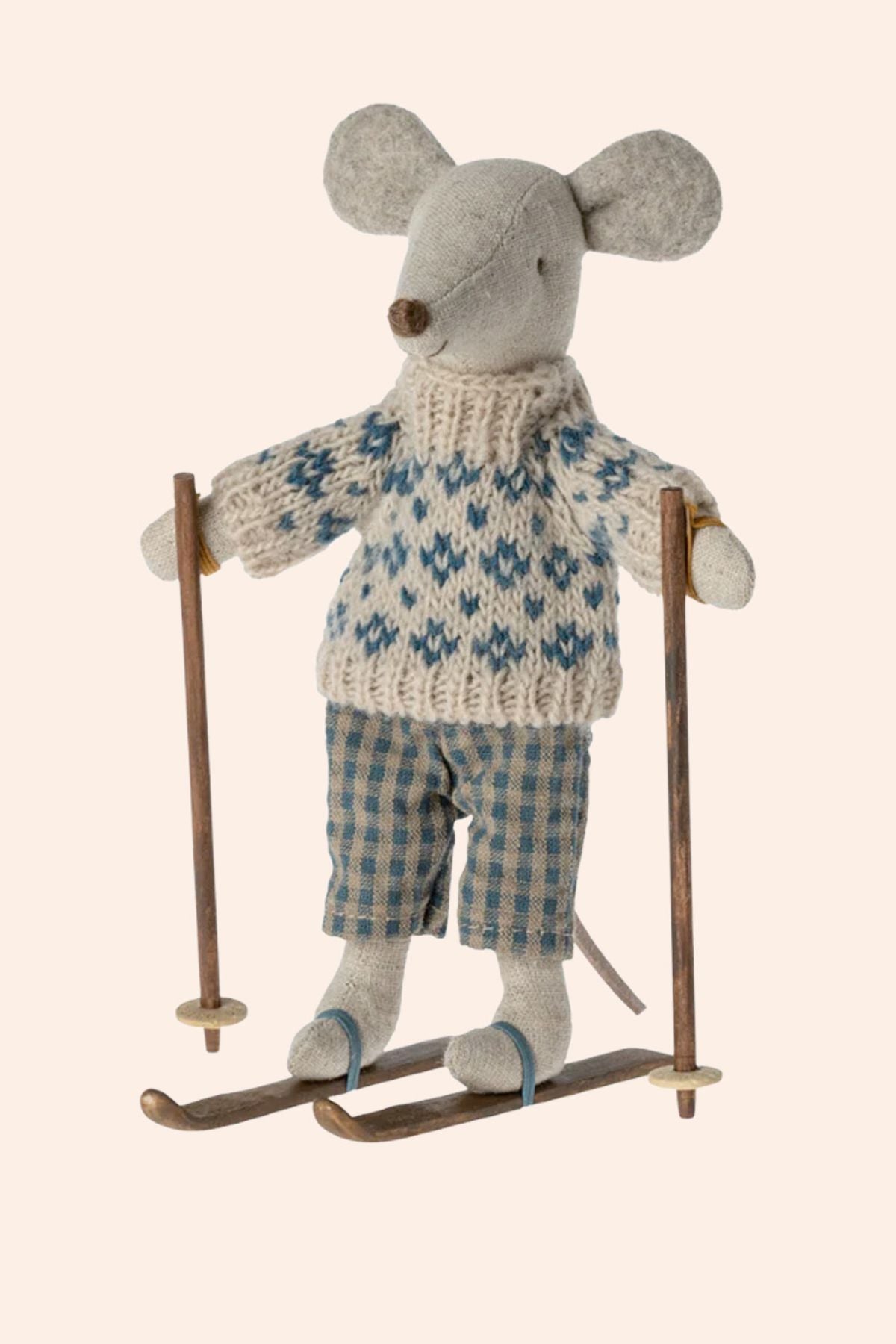 Maileg - Winter Mouse With Ski Set - Dad - Strawberries & Cream