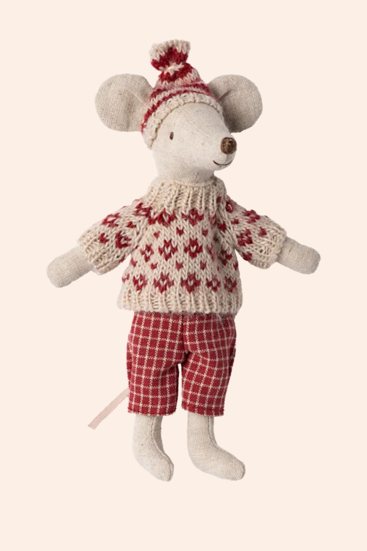 Maileg - Winter Mouse With Ski Set - Mum - Red - Strawberries & Cream