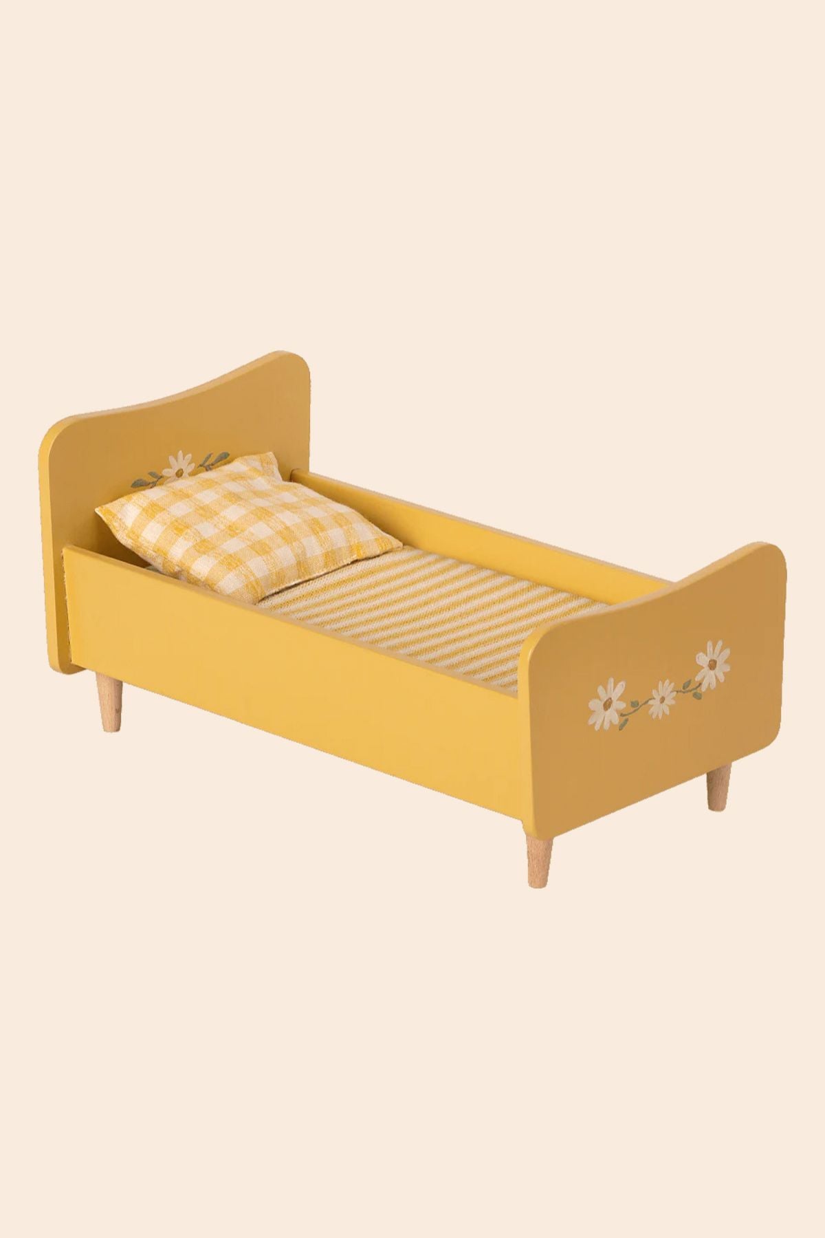 Maileg - Wooden Bed -  Mini - Yellow - Strawberries & Cream