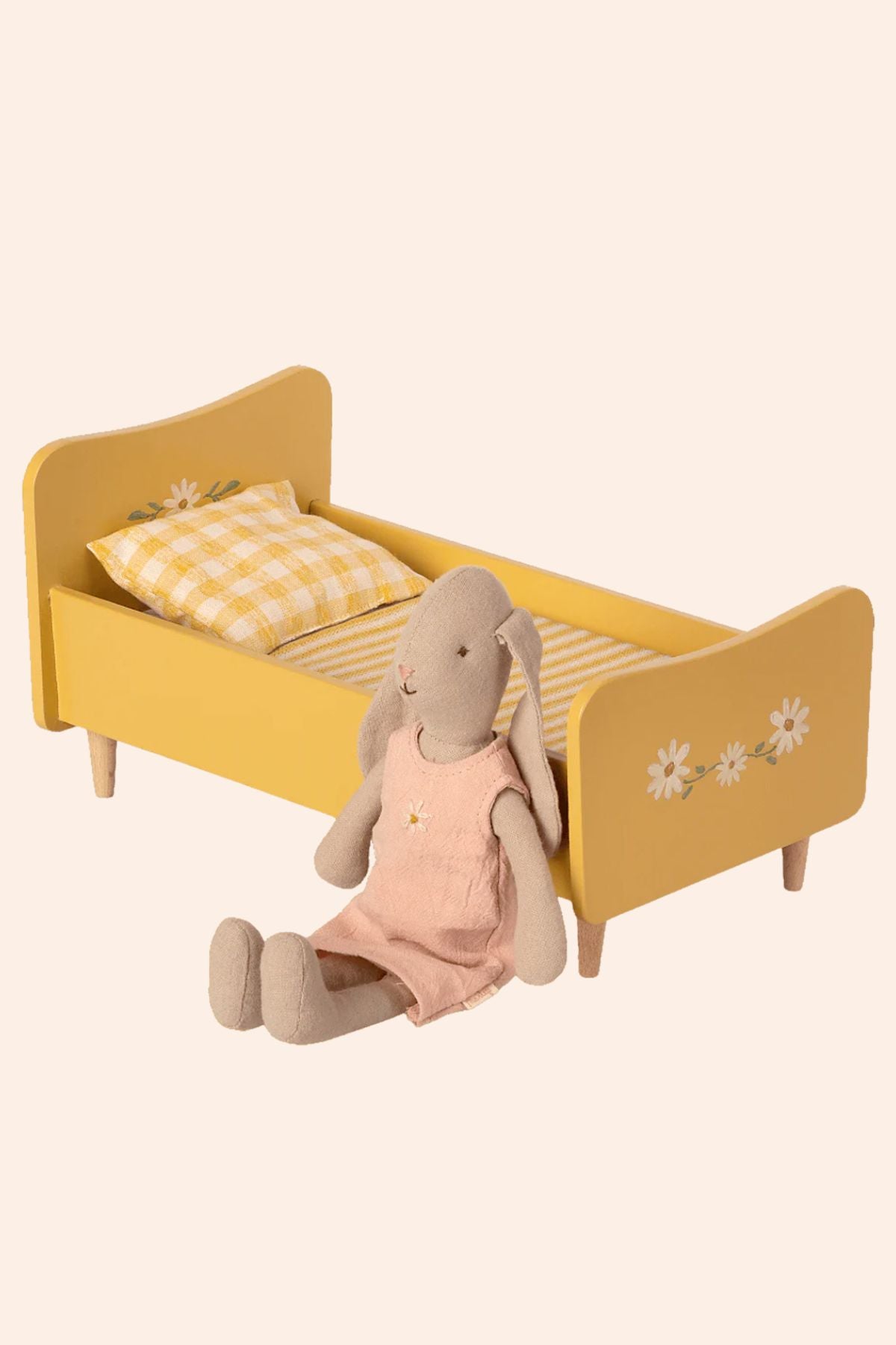 Maileg - Wooden Bed -  Mini - Yellow - Strawberries & Cream