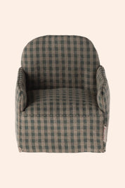 Maileg Chair, Mouse - Green Checker - Strawberries & Cream