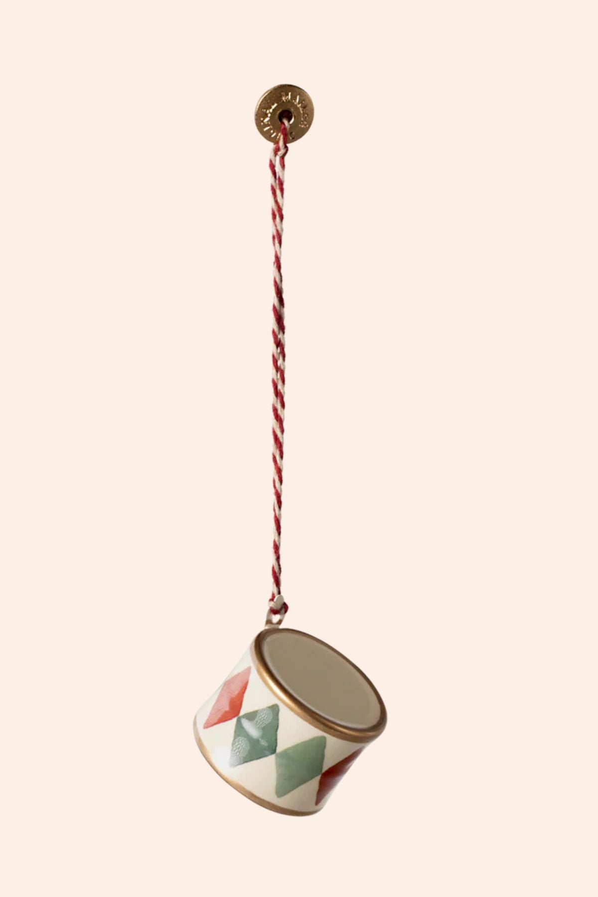 Maileg Metal Ornament, Small Drum -Classic Green - Strawberries & Cream