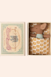 Maileg Sleepy / Wakey Baby Mouse in Matchbox - Blue - Strawberries & Cream - Ingrid Lewis - Designer