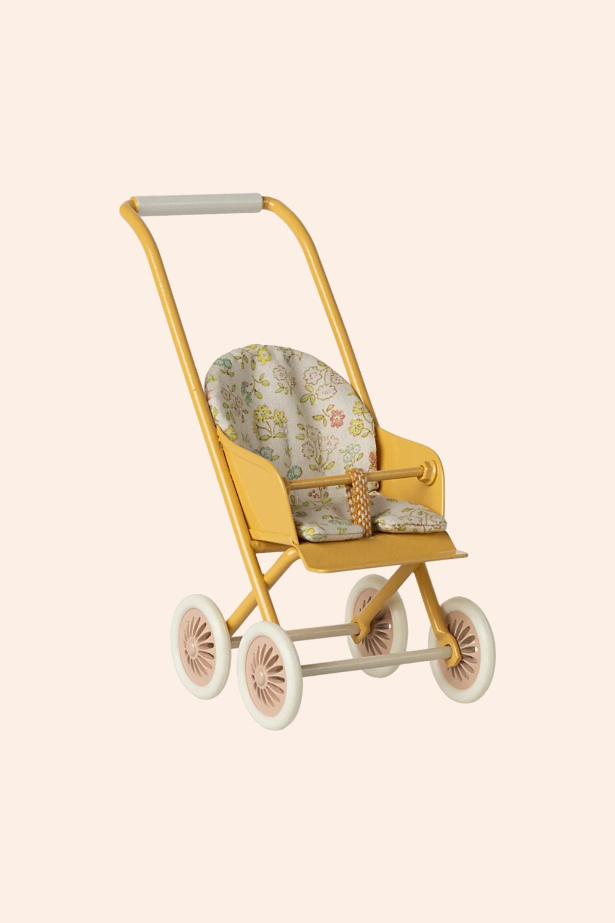 Maileg Stroller, Micro - Yellow - Strawberries & Cream