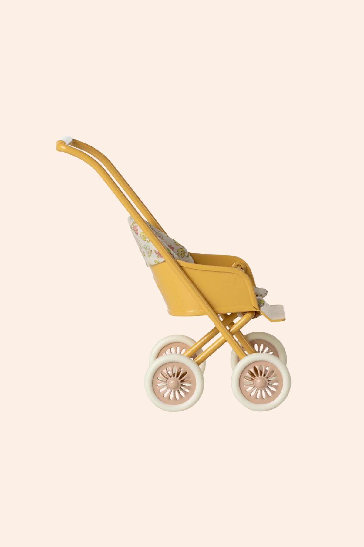 Maileg Stroller, Micro - Yellow - Strawberries & Cream