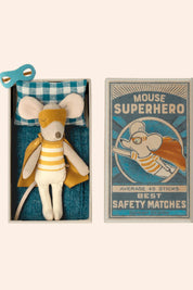 Maileg SuperHero Mouse- Little Brother  Match Box - Strawberries & Cream