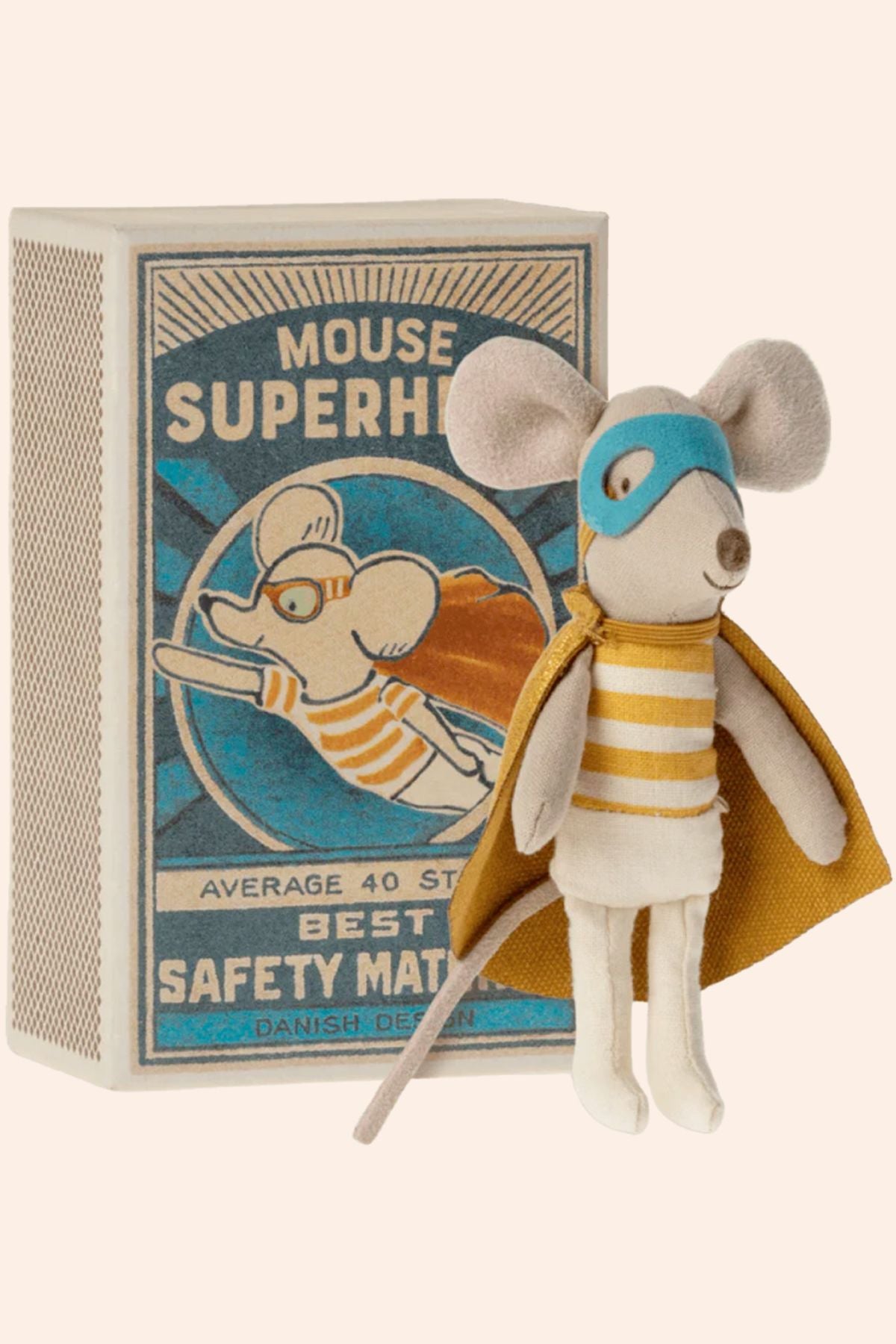 Maileg SuperHero Mouse - Little Brother  Match Box - Strawberries & Cream