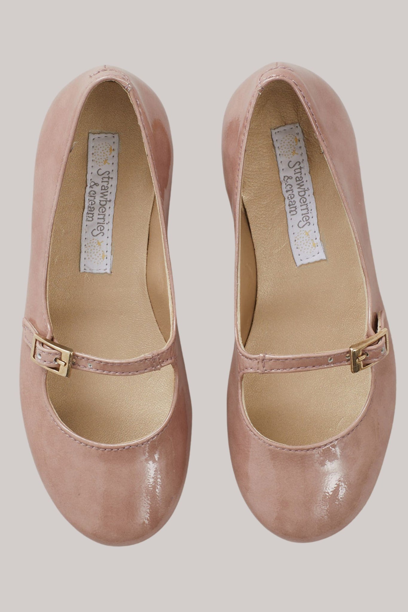 Mary Jane Patent Leather Dusty Pink Strawberries Cream