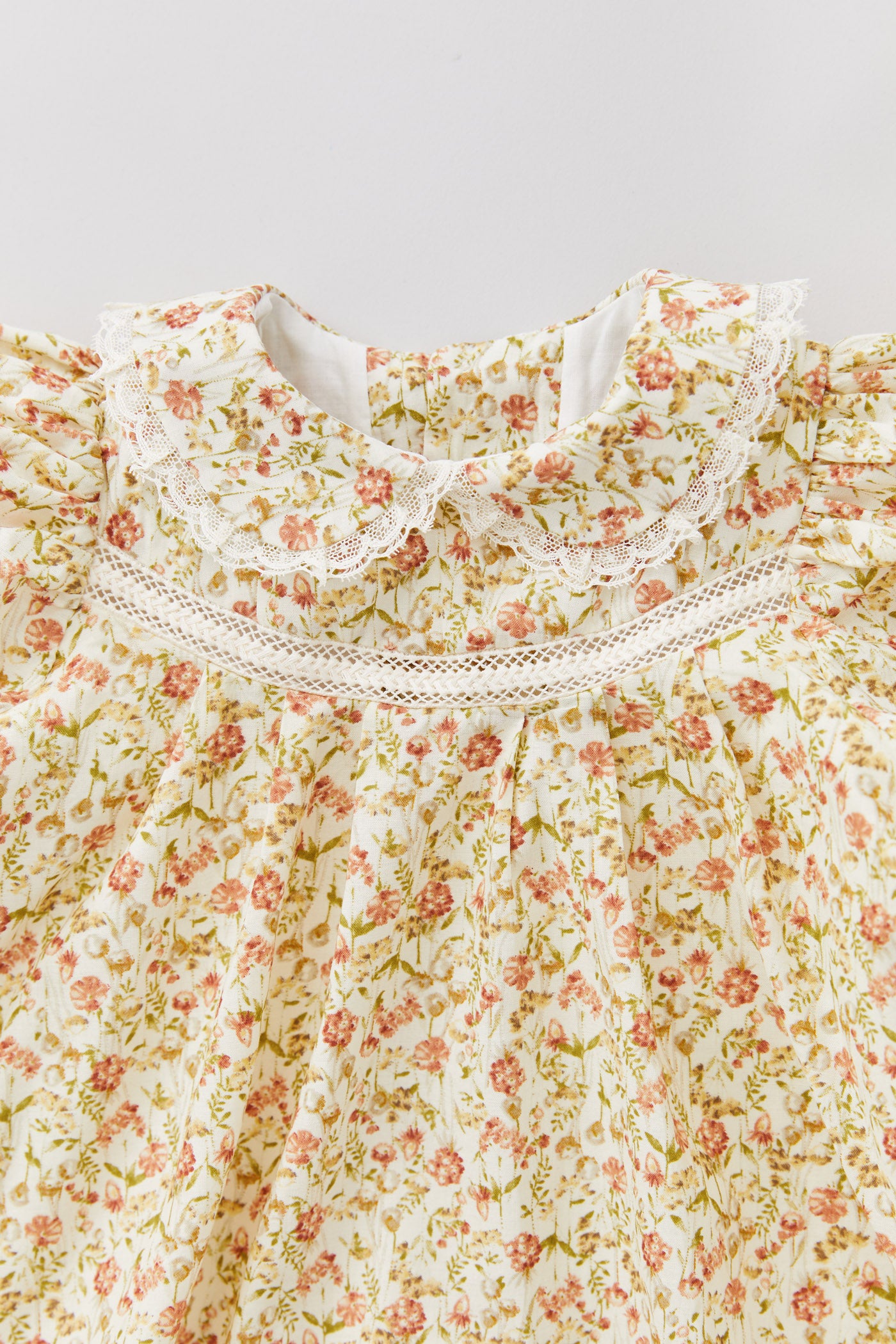 Baby Milkshake Dress in Beige Tangerine Flowers - Designed by Ingrid Lewis - Strawberries & Cream