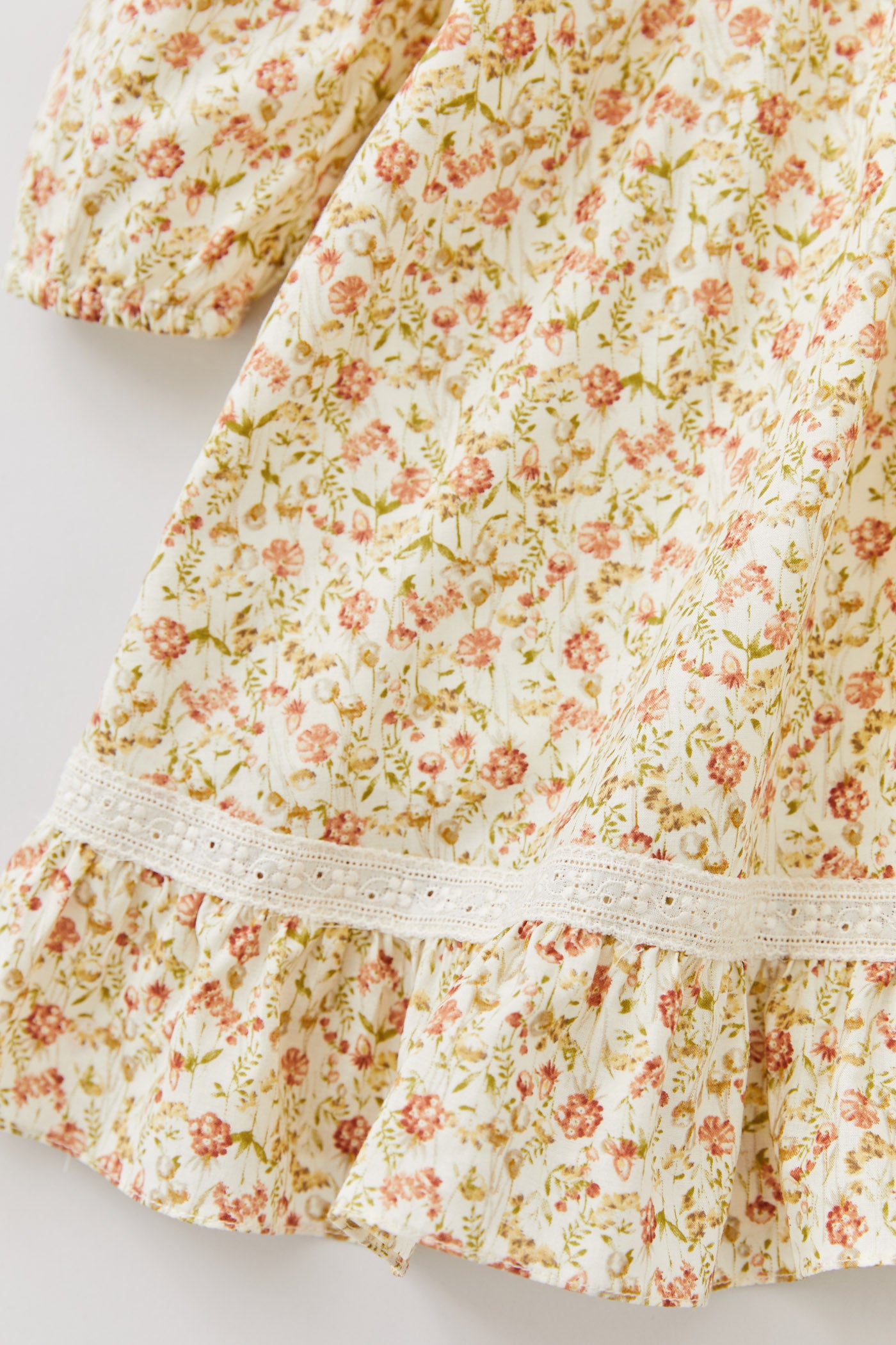 Baby Milkshake Dress in Beige Tangerine Flowers - Designed by Ingrid Lewis - Strawberries & Cream
