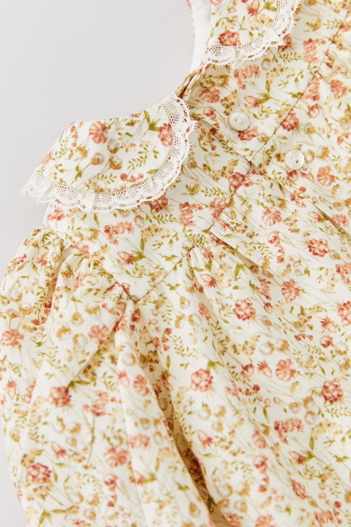 Baby Milkshake Dress in Beige Tangerine Flowers - Designed by Ingrid Lewis - Strawberries & Cream