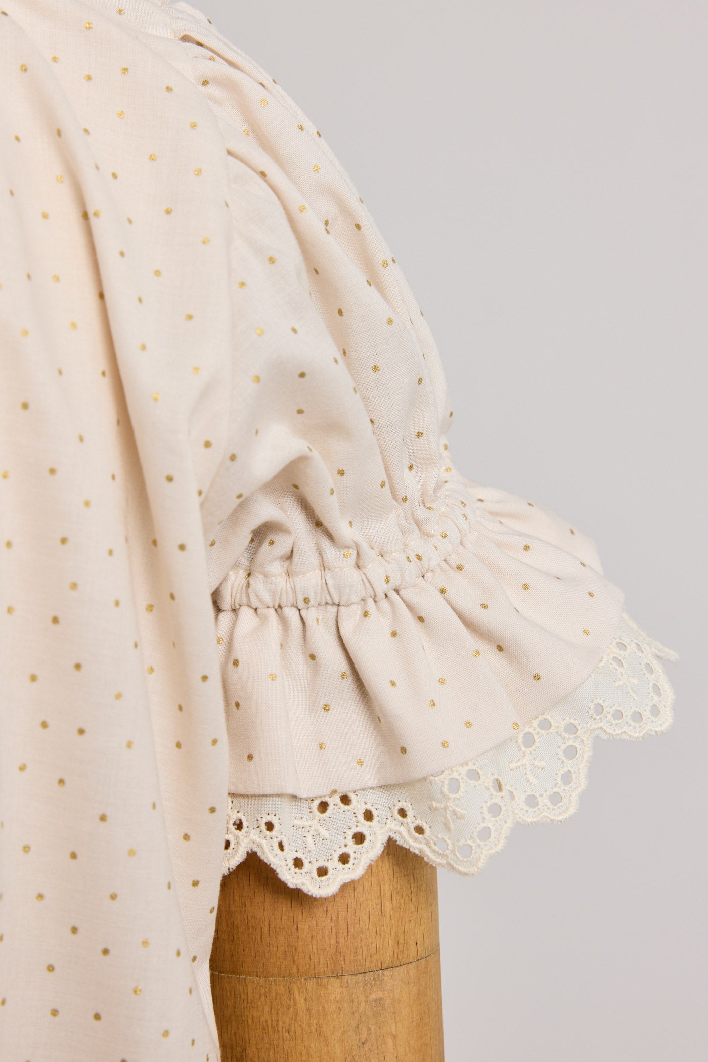 Moon Night Dress In Beige Gold Dots - Designed by Ingrid Lewis - Strawberries & Cream