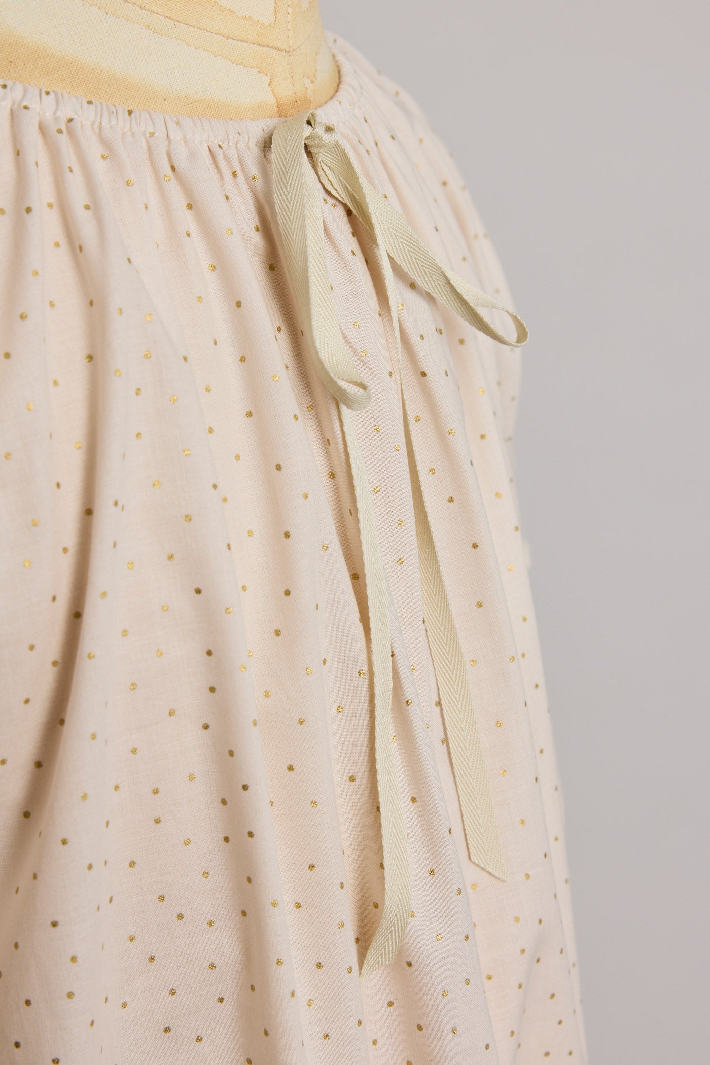 Moon Night Dress In Beige Gold Dots - Designed by Ingrid Lewis - Strawberries & Cream