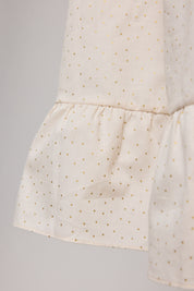 Moon Night Dress In Beige Gold Dots - Designed by Ingrid Lewis - Strawberries & Cream