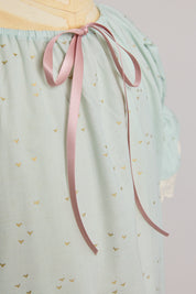 Moon Night Dress In Mint Gold Hearts - Designed by Ingrid Lewis - Strawberries & Cream