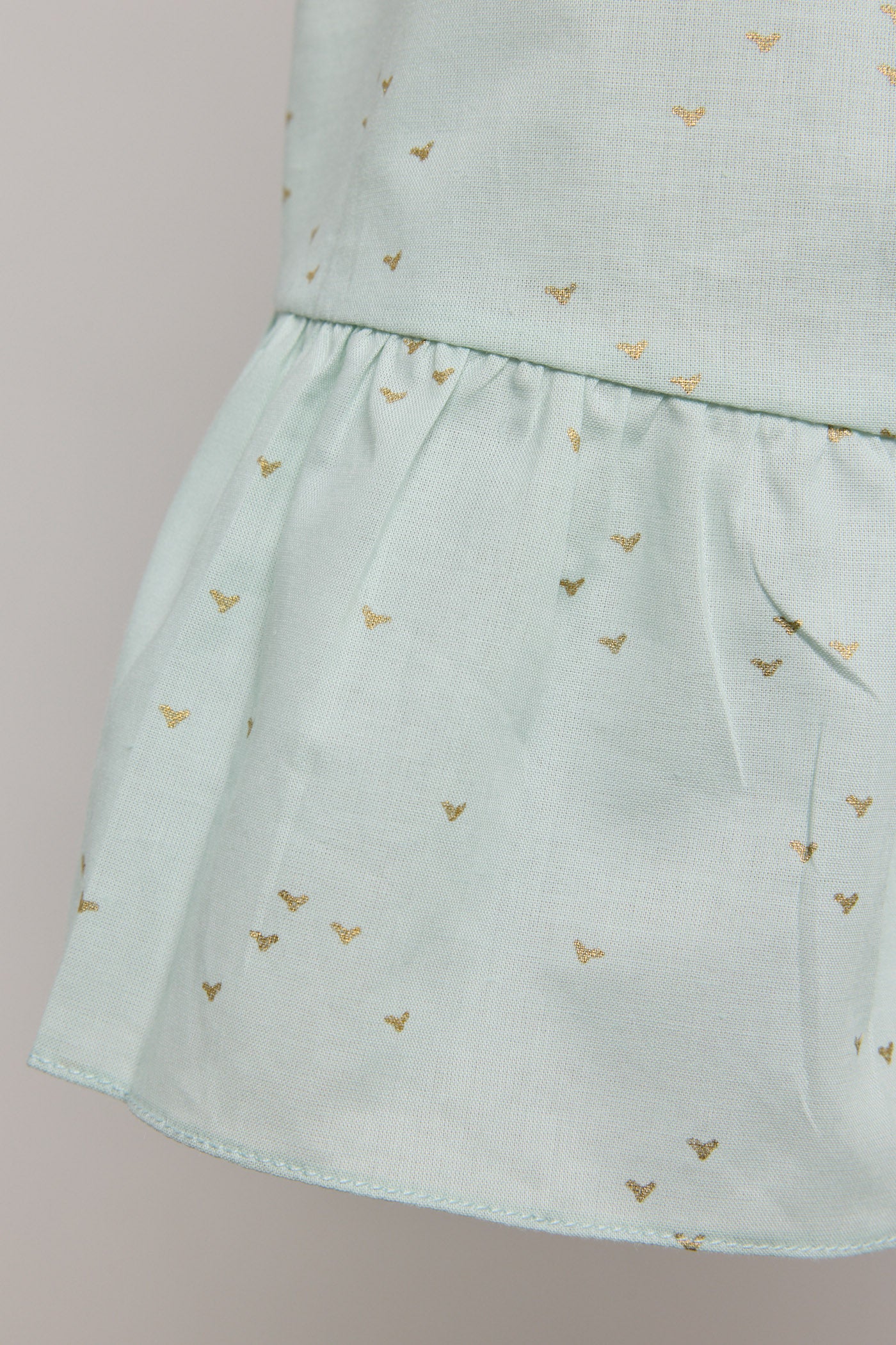 Moon Night Dress In Mint Gold Hearts - Designed by Ingrid Lewis - Strawberries & Cream