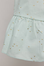 Moon Night Dress In Mint Gold Hearts - Designed by Ingrid Lewis - Strawberries & Cream