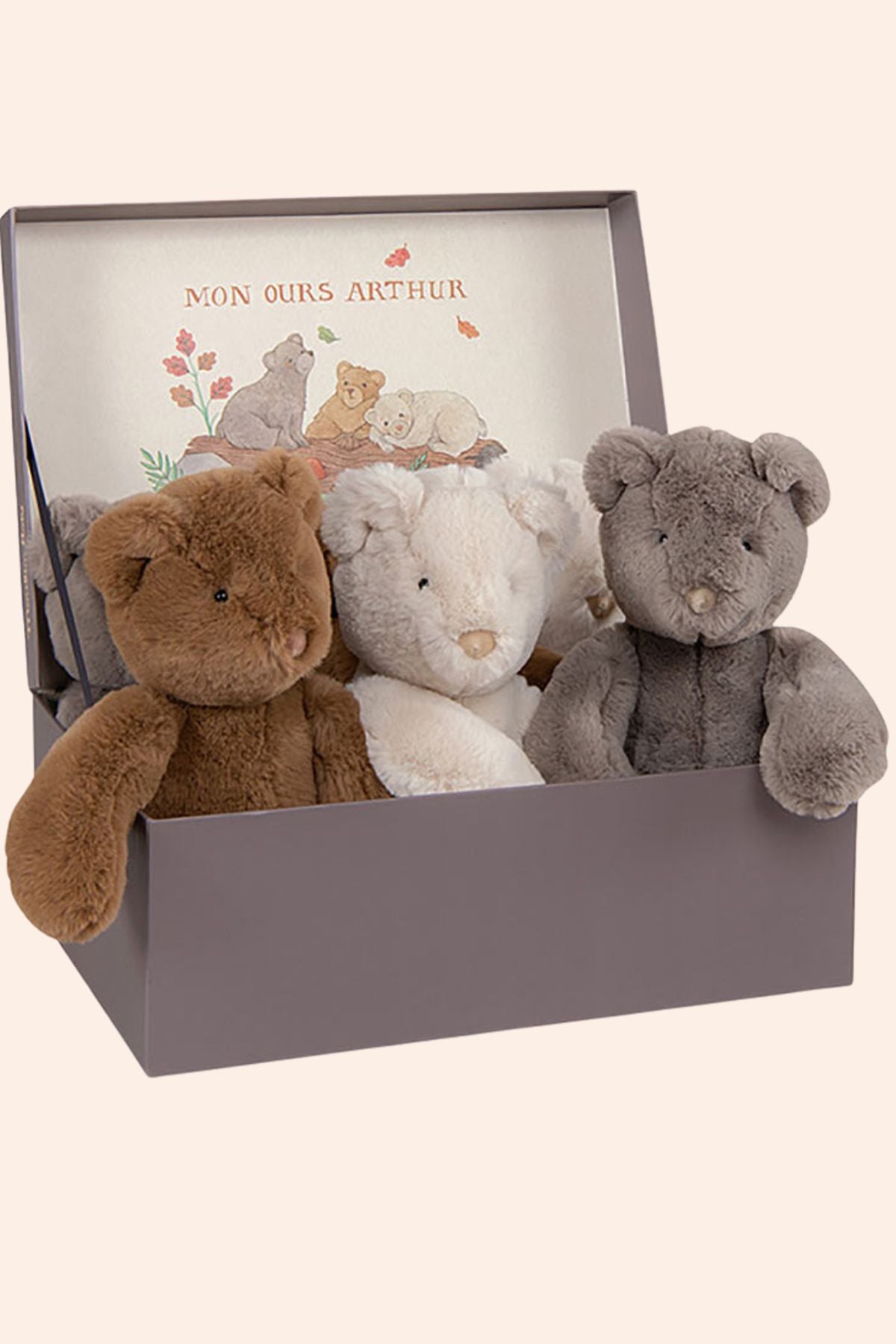 Moulin Roty - Arthur & Louison - Louison Bear - Grey - Strawberries & Cream 