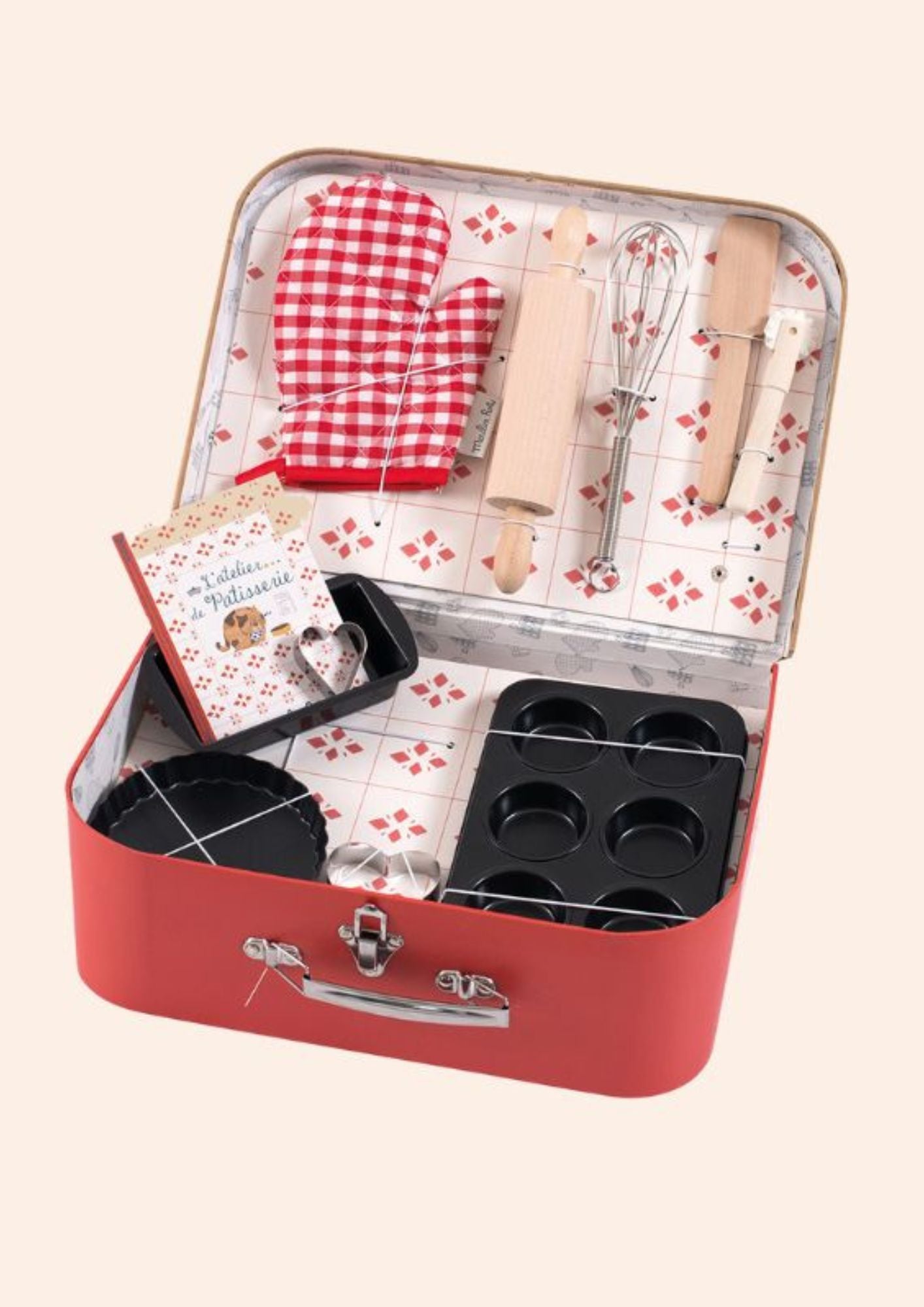 Moulin Roty - Baking Set - L’atelier de Patisserie Valise - Strawberries & Cream - Bakery Set - Fun for all - Cookery Set 