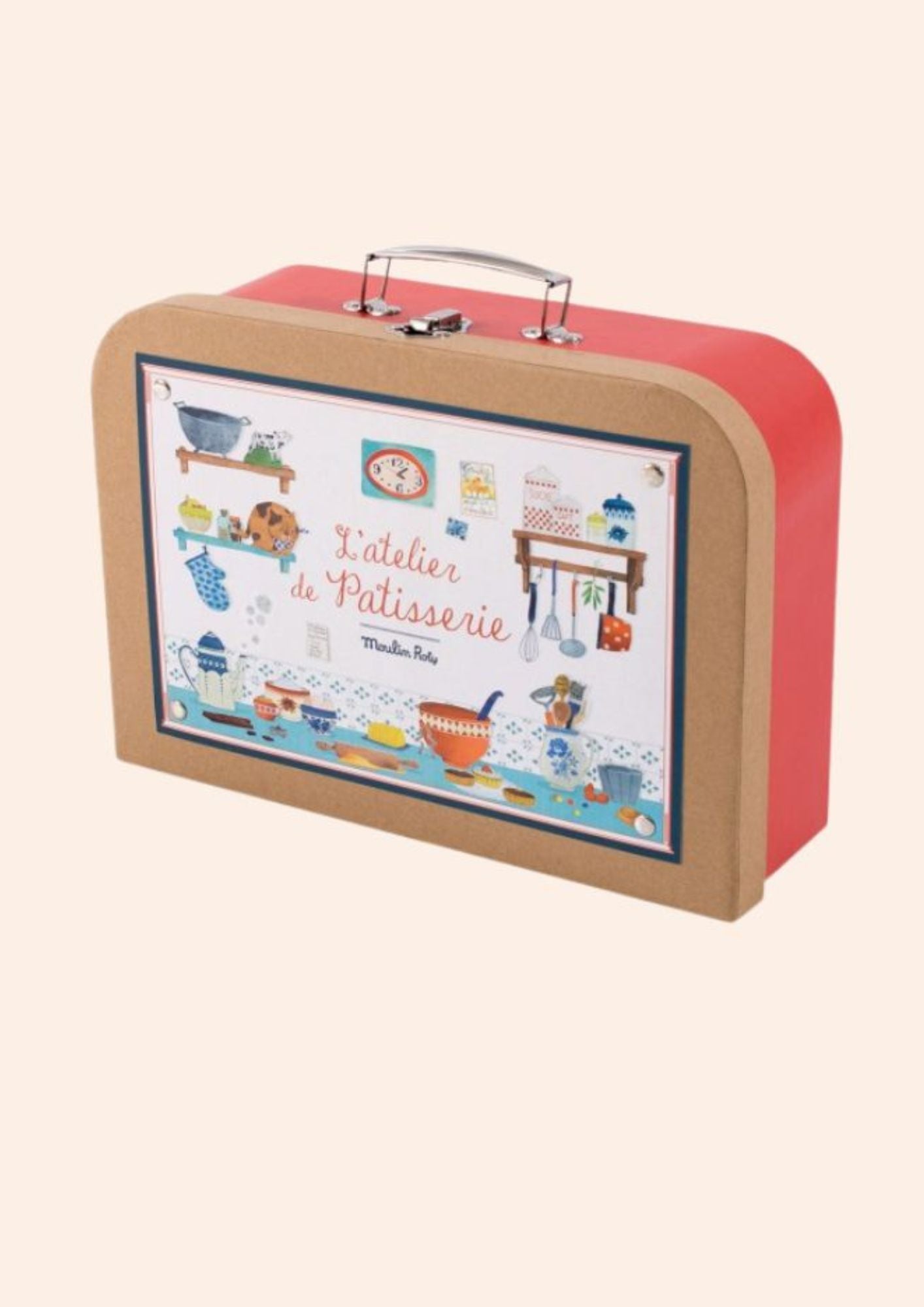 Moulin Roty - Baking Set - L’atelier de Patisserie Valise - Strawberries & Cream - Bakery Set - Fun for all - Cookery Set 
