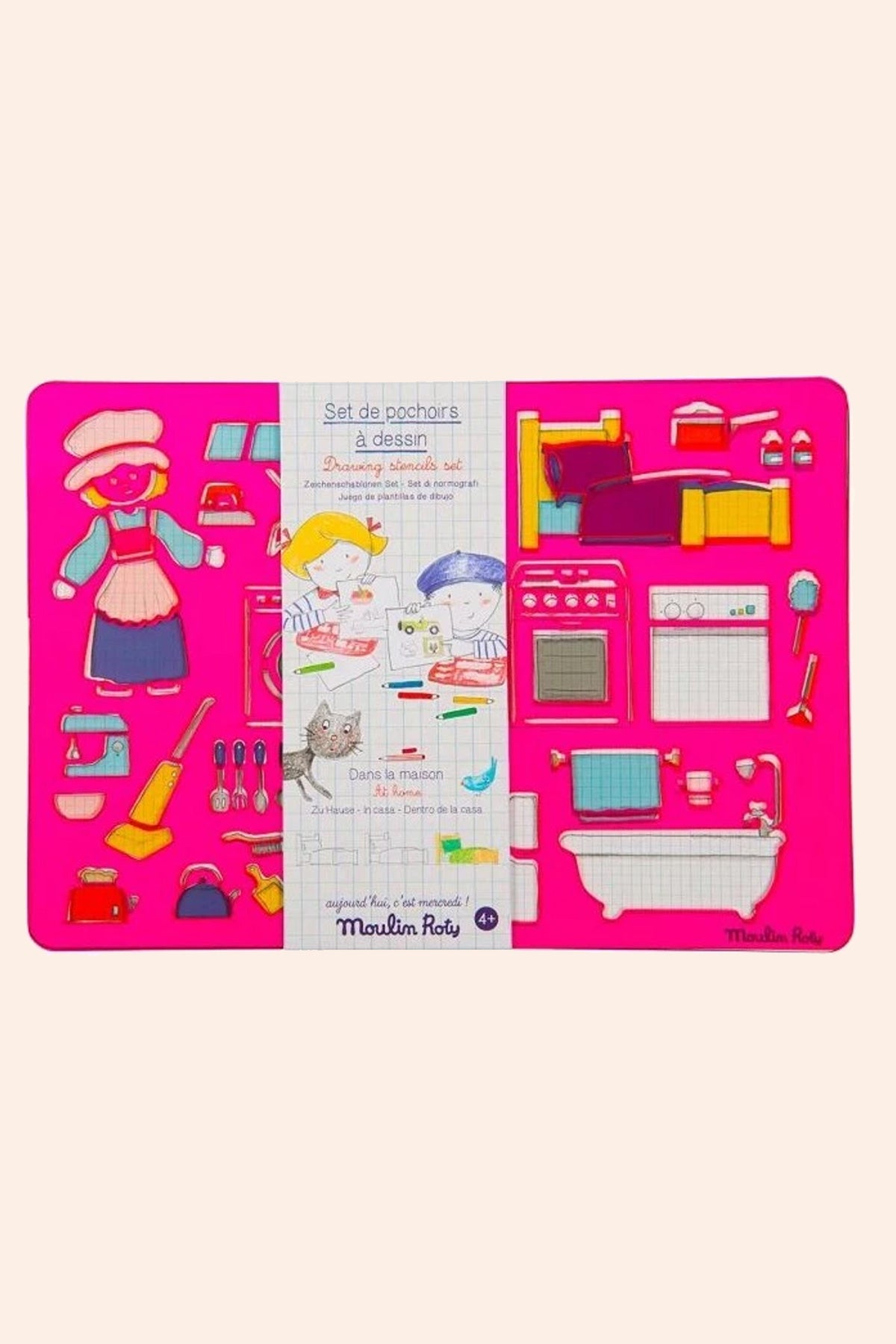 Moulin Roty - Drawing Stencil Sets - In The House - Strawberries & Cream