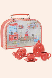 Moulin Roty - La Grande Famille - Red Ceramic Tea Set - Strawberries & Cream - Ingrid Lewis 