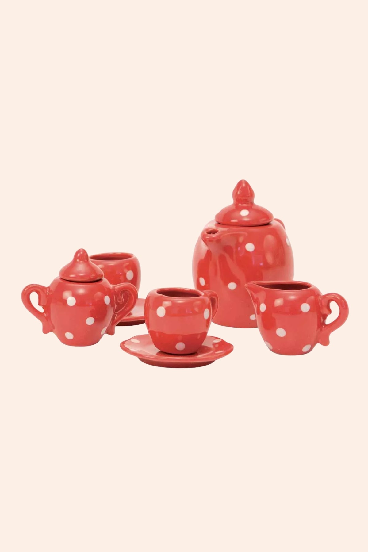 Moulin Roty - La Grande Famille - Red Ceramic Tea Set - Strawberries & Cream - Ingrid Lewis 