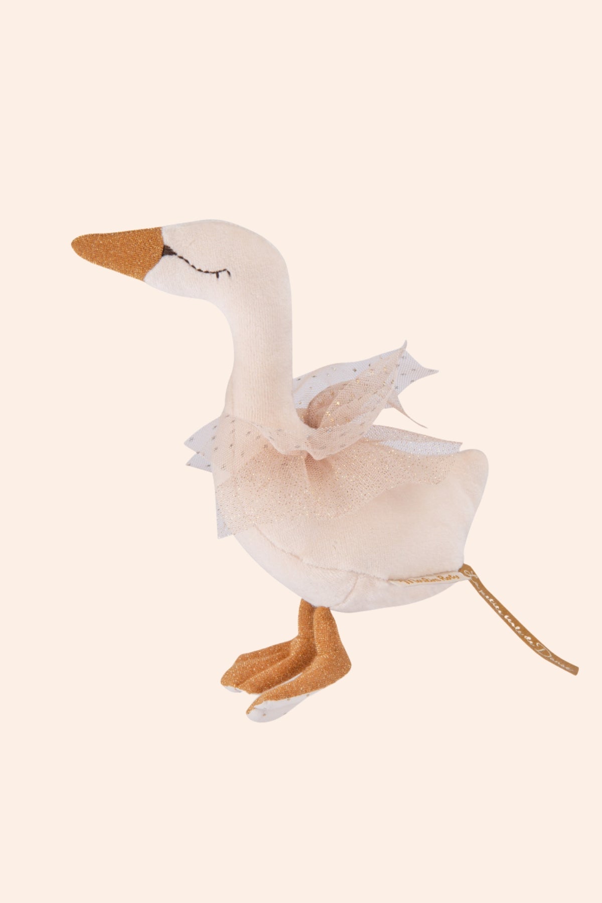 Moulin Roty - La Petite École de Danse - Cream Golden Glitter Swan Rattle - Strawberries & Cream - Ingrid Lewis - Designer 