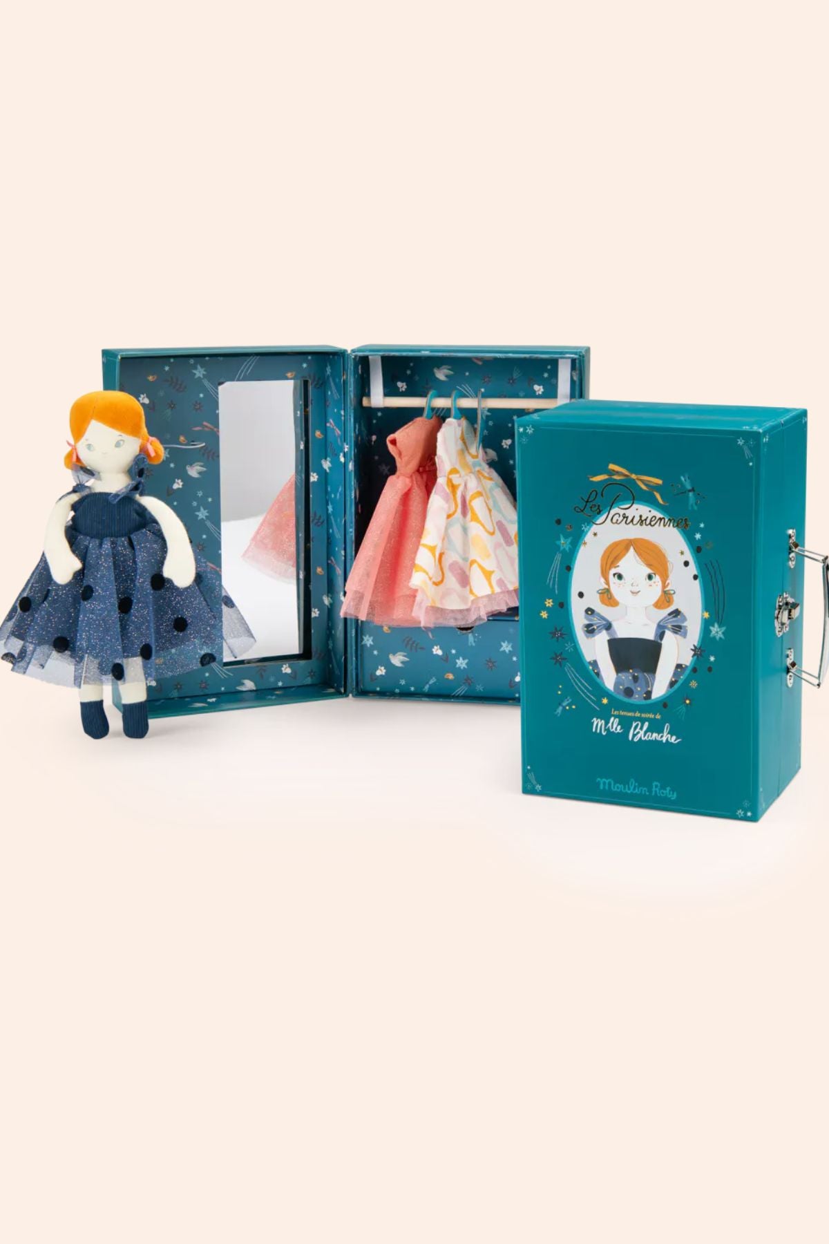 Moulin Roty -  Les Parisiennes - The Little Wardrobe Suitcase - Blanche - Strawberries & Cream