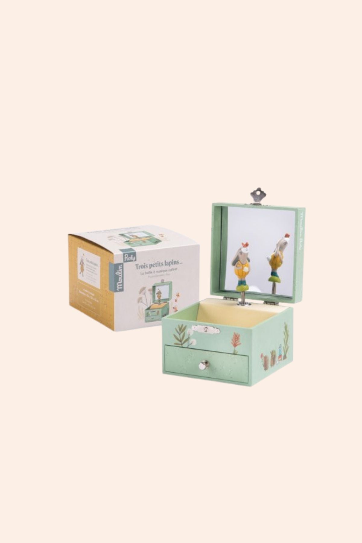 Moulin Roty - Musical Jewellery Box - Trois Petits Lapins - Strawberries & Cream