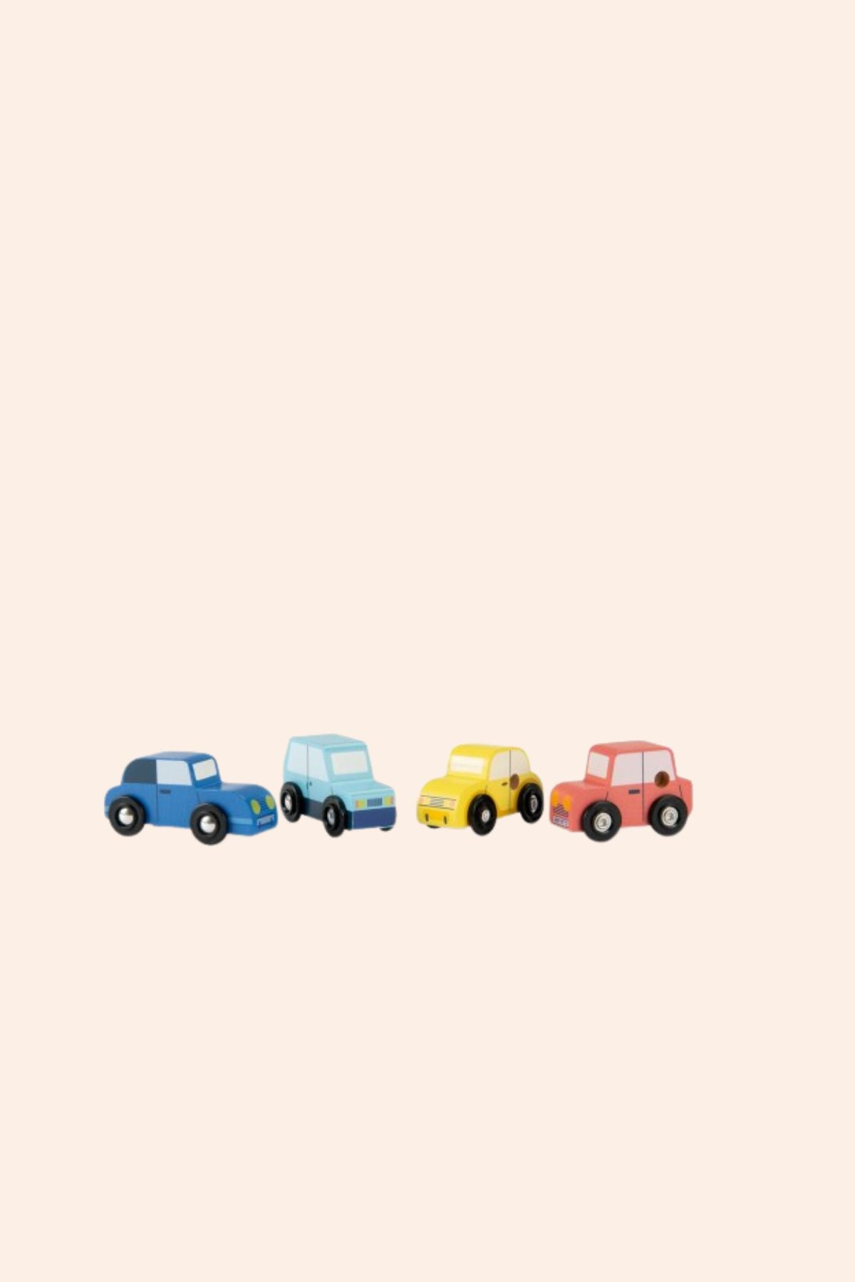 Moulin Roty - Set of 4 Wooden Cars Avenue du Moulin - Strawberries & Cream