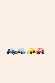 Moulin Roty - Set of 4 Wooden Cars Avenue du Moulin - Strawberries & Cream