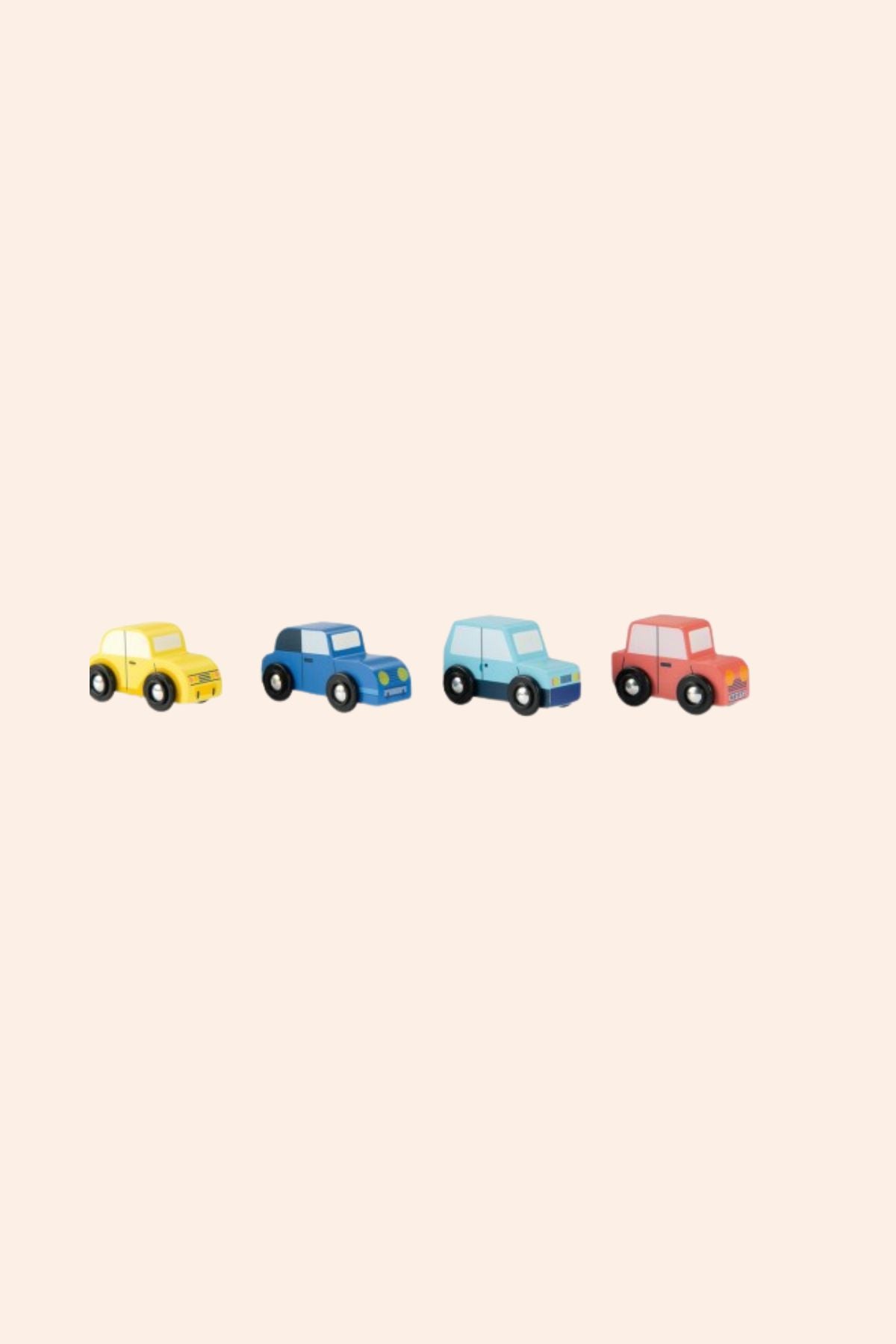 Moulin Roty - Set of 4 Wooden Cars Avenue du Moulin - Strawberries & Cream