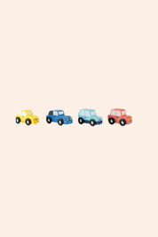 Moulin Roty - Set of 4 Wooden Cars Avenue du Moulin - Strawberries & Cream