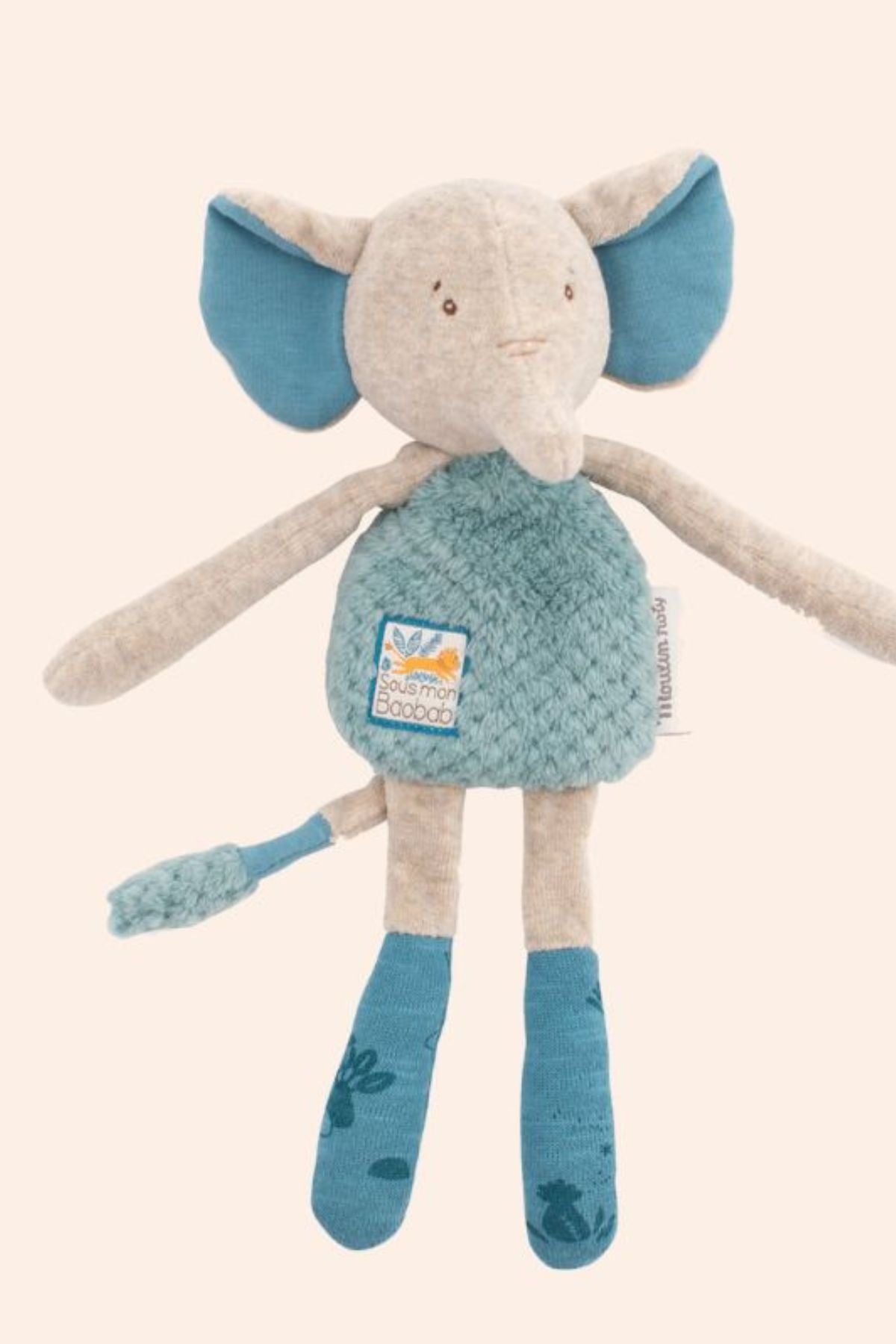 Moulin Roty -  Sous mon Baobab - Elephant Rattle Comforter - Strawberries & Cream