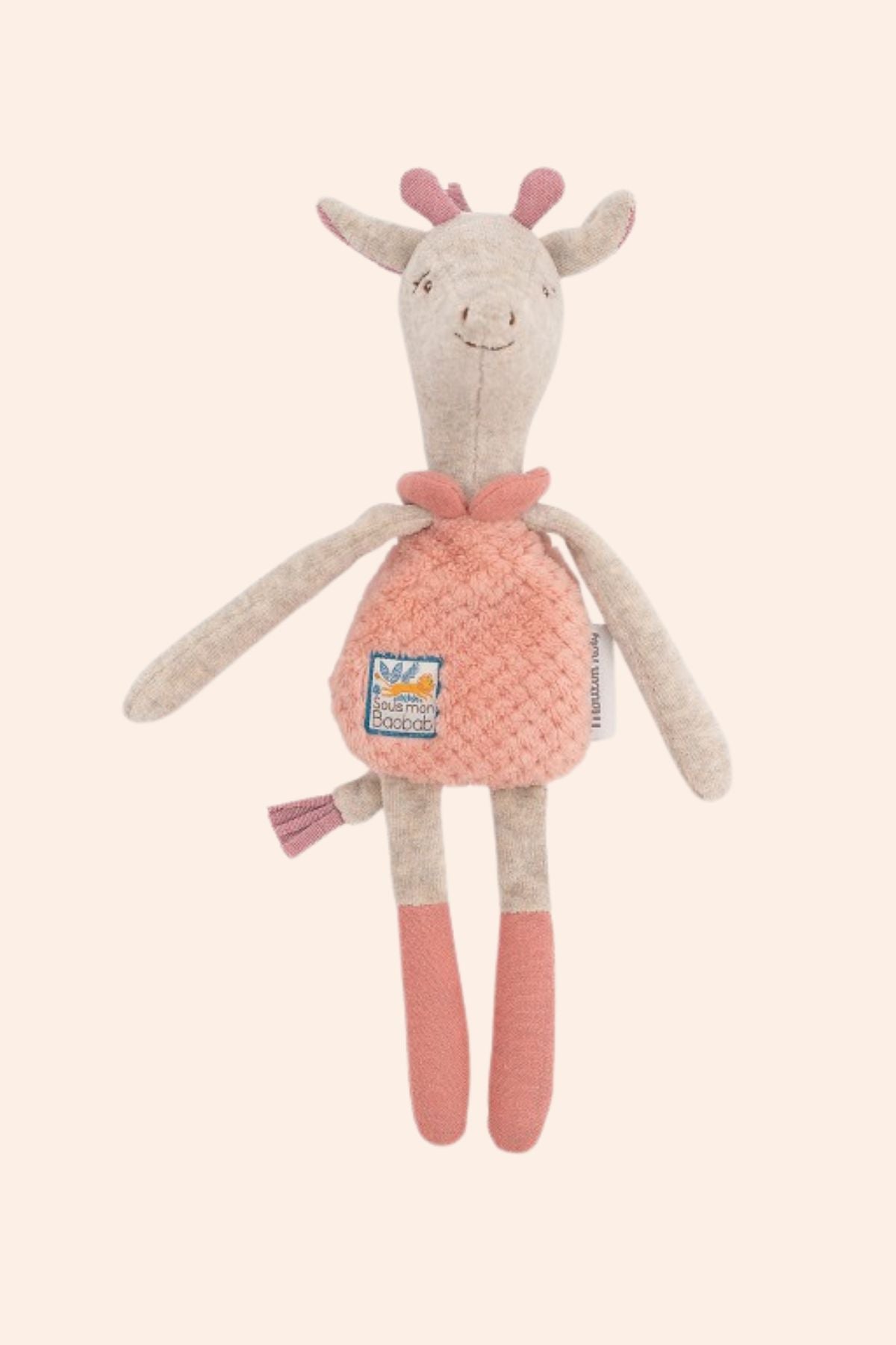 Moulin Roty -  Sous mon Baobab - Giraffe Rattle Comforter - Strawberries & Cream