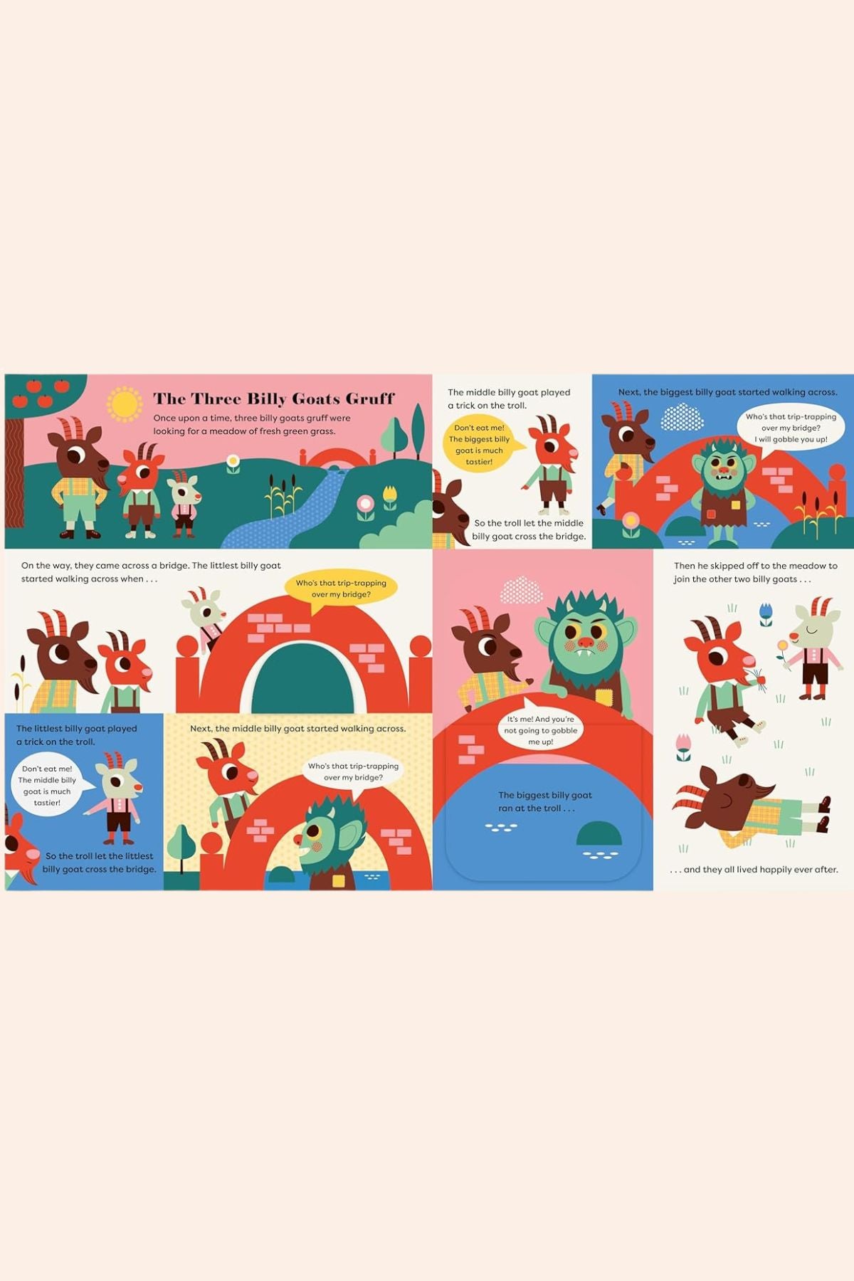 My First - Lift the flap - Fairy Tales -  Strawberries & Cream - Ingrid Lewis Designer
Illustrated children's book pages with colourful characters