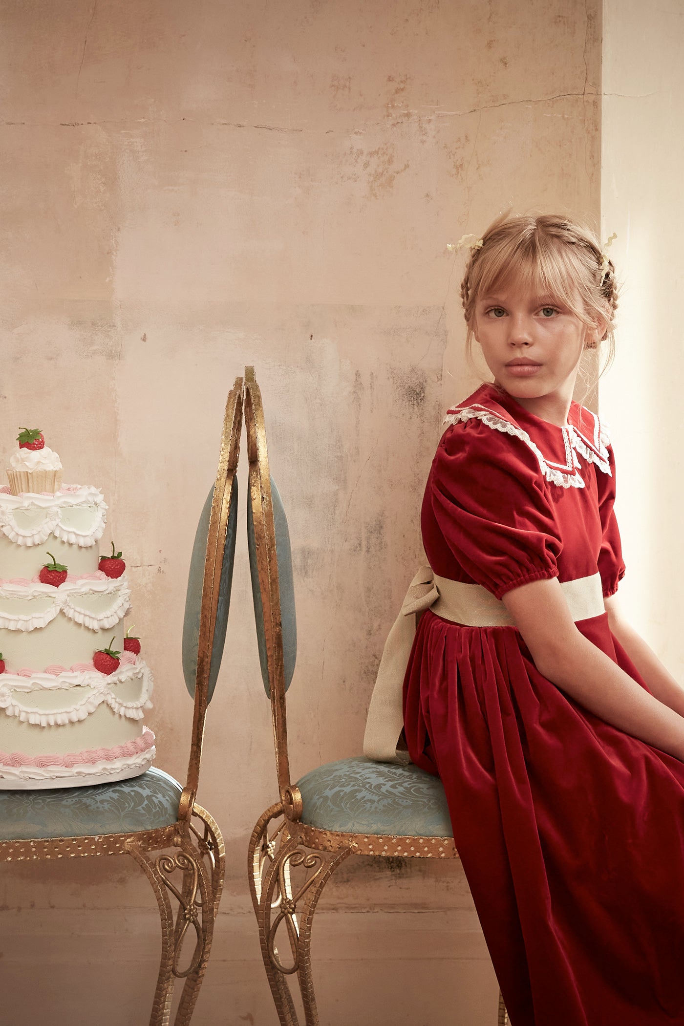 Ginger Queen Dress Red Velvet - Occasional Party - Designed by Ingrid Lewis - Strawberries & Cream