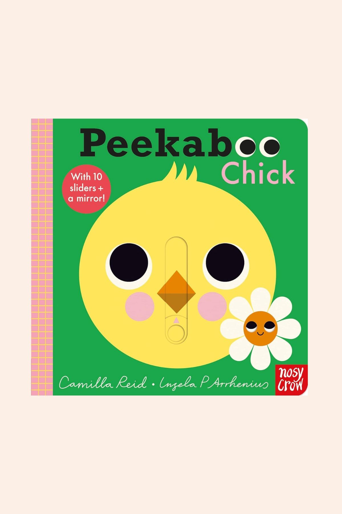 Peekaboo Chick - Strawberries & Cream - Ingrid Lewis - Designer
Book cover of 'Peekaboo Chick' with a yellow chick illustration.