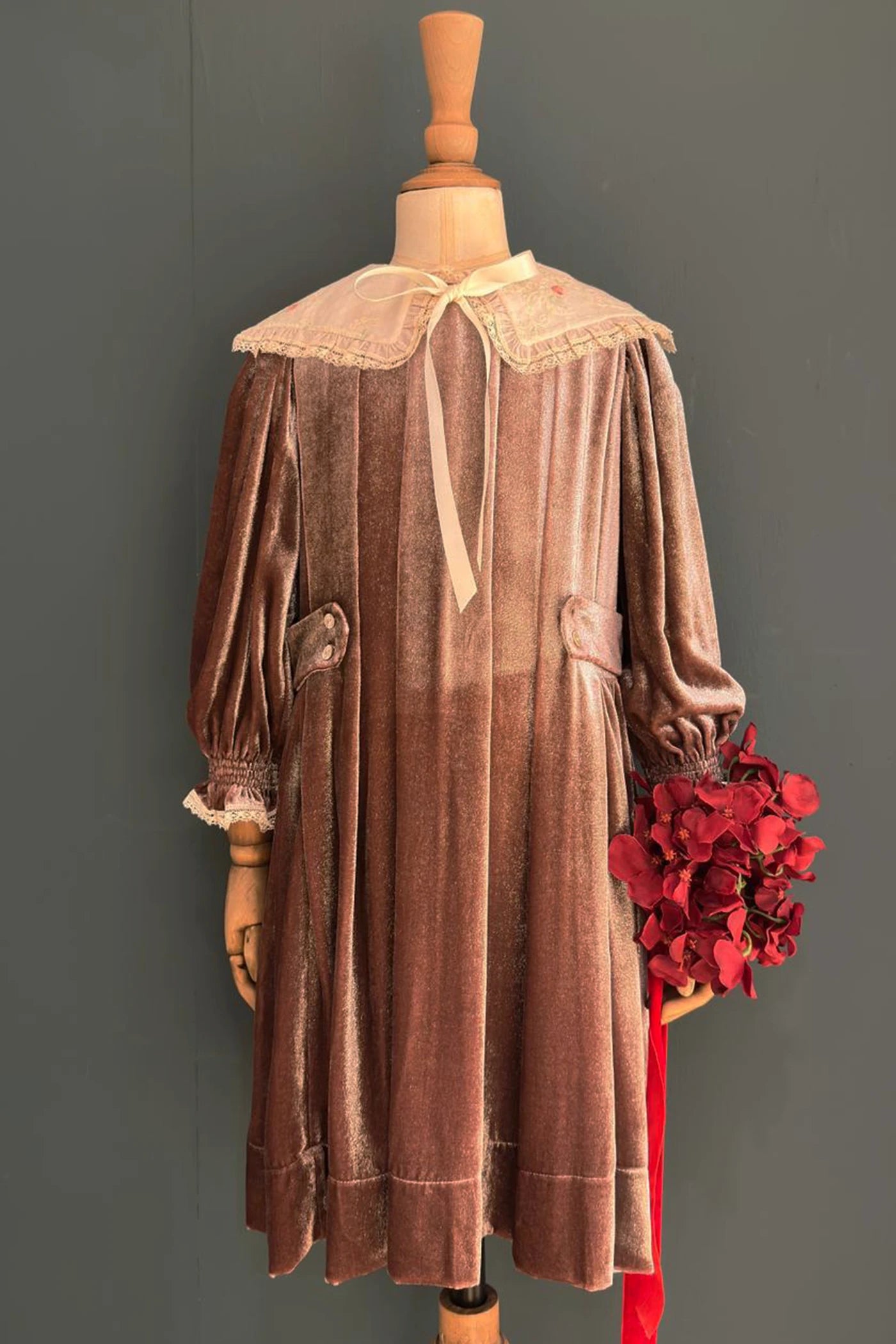 Piano Dress - Pink Velvet - Designed by Ingrid Lewis - Strawberries and Cream