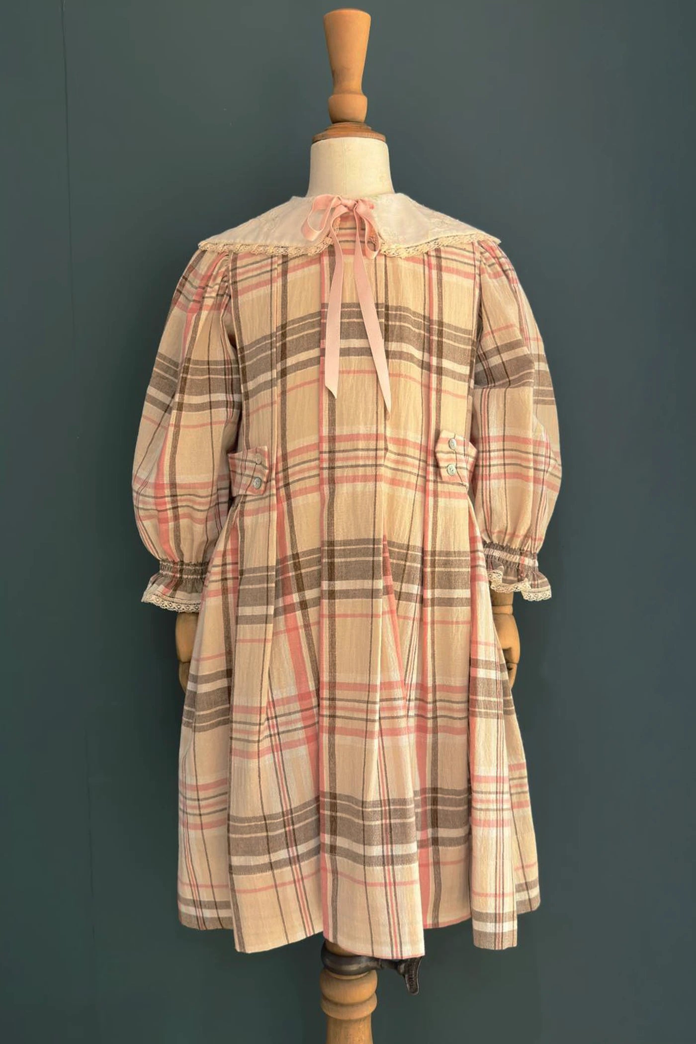 Piano Dress in Cream Check - Designed by Ingrid Lewis - Strawberries and Cream