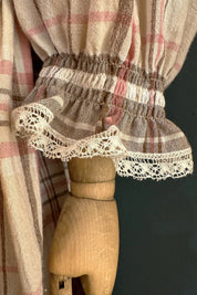 Piano Dress in Cream Check - Designed by Ingrid Lewis - Strawberries and Cream