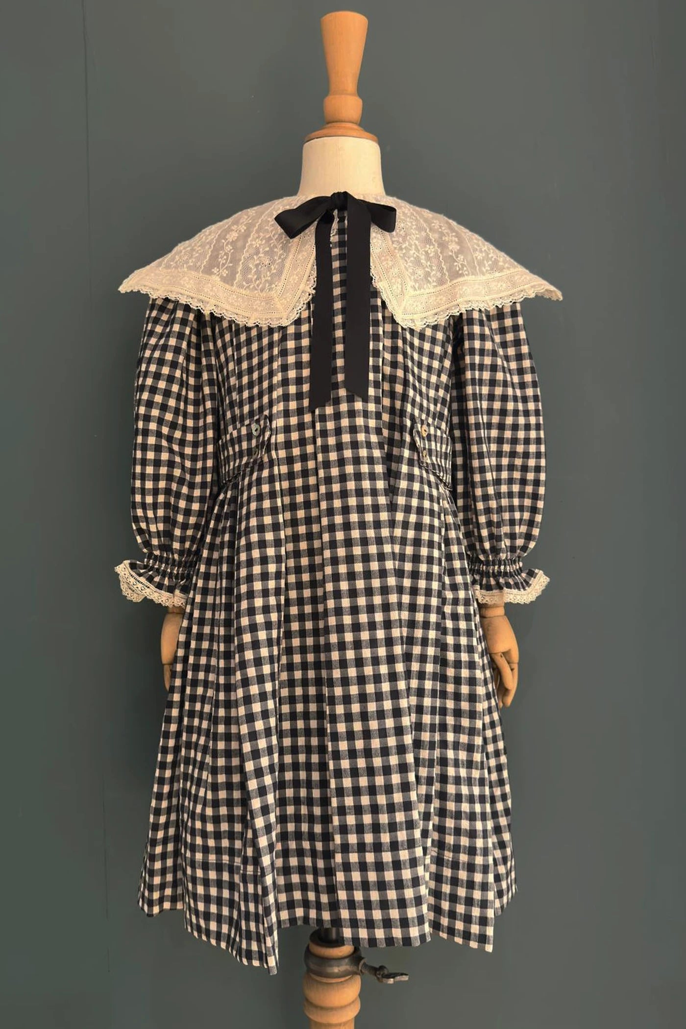 Piano Dress in Monochrome Gingham - Designed by Ingrid Lewis - Strawberries and Cream