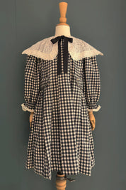 Piano Dress in Monochrome Gingham - Designed by Ingrid Lewis - Strawberries and Cream