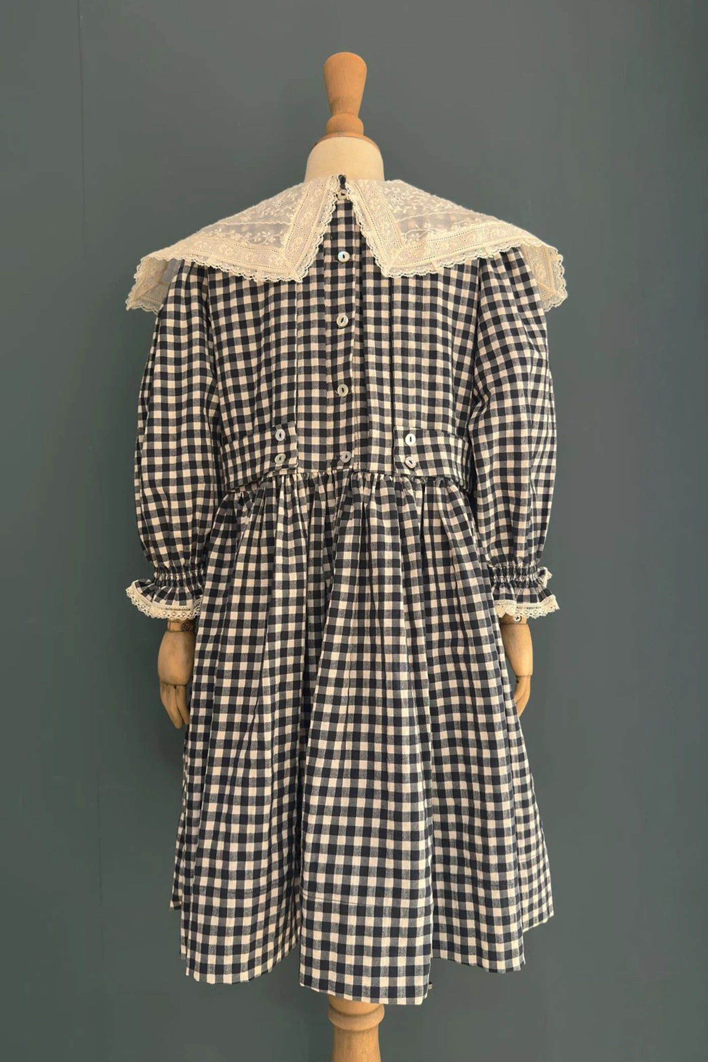 Piano Dress in Monochrome Gingham - Designed by Ingrid Lewis - Strawberries and Cream