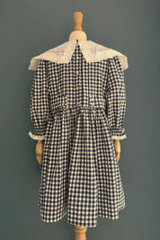 Piano Dress in Monochrome Gingham - Designed by Ingrid Lewis - Strawberries and Cream
