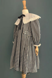 Piano Dress in Monochrome Gingham - Designed by Ingrid Lewis - Strawberries and Cream